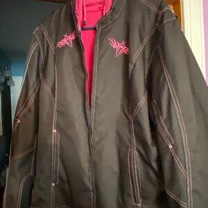 BLACK MOTORCYCLE JACKET ( NOT LEATHER)